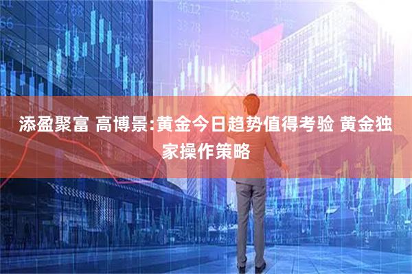 添盈聚富 高博景:黄金今日趋势值得考验 黄金独家操作策略